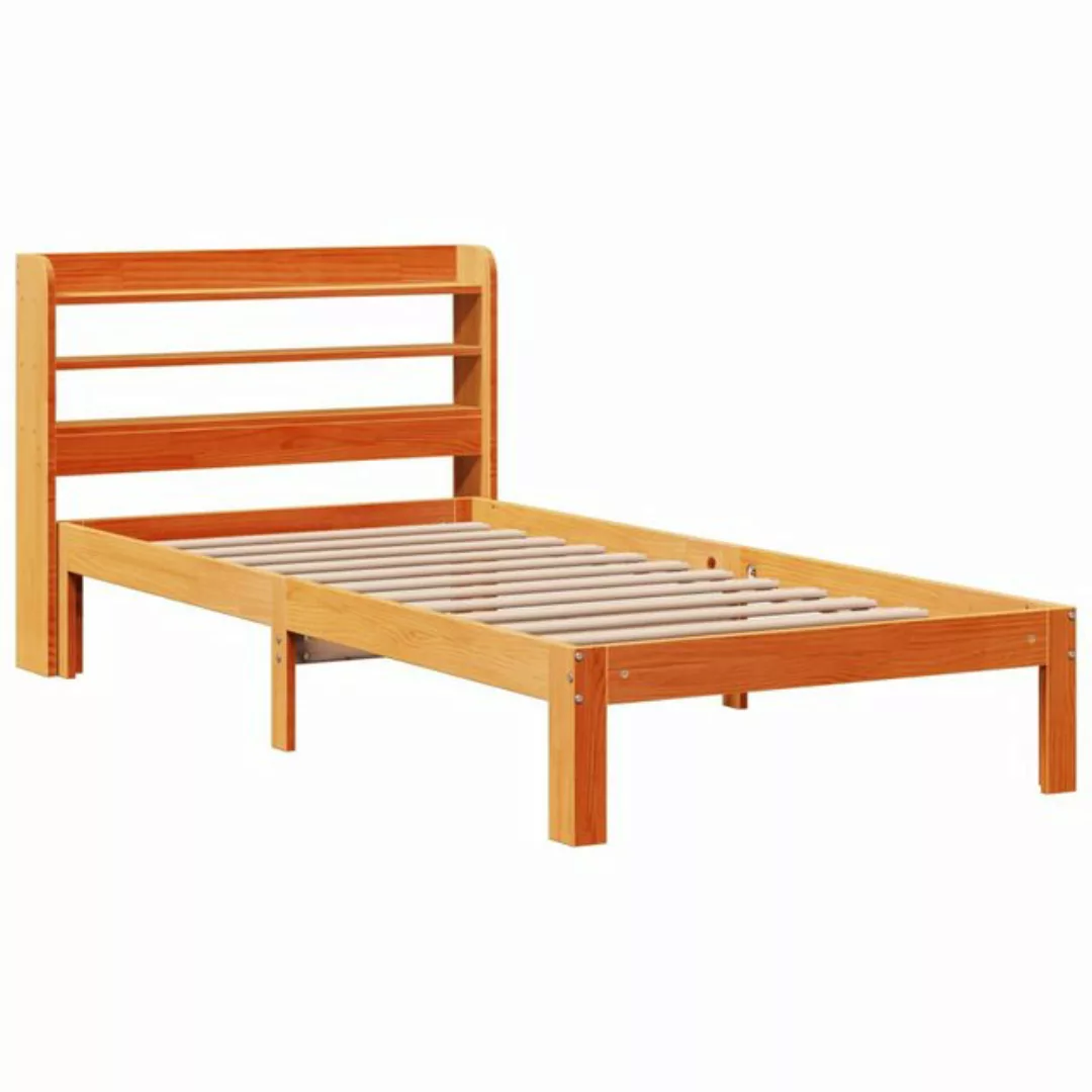 vidaXL Bett Massivholzbett ohne Matratze Wachsbraun 75x190 cm Kiefernholz günstig online kaufen