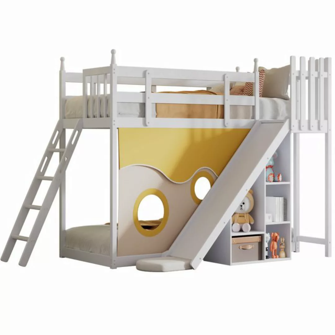 OKWISH Bett Kinderbett, Etagenbett, Holzbett mit Treppe und Zäune (mit Bett günstig online kaufen