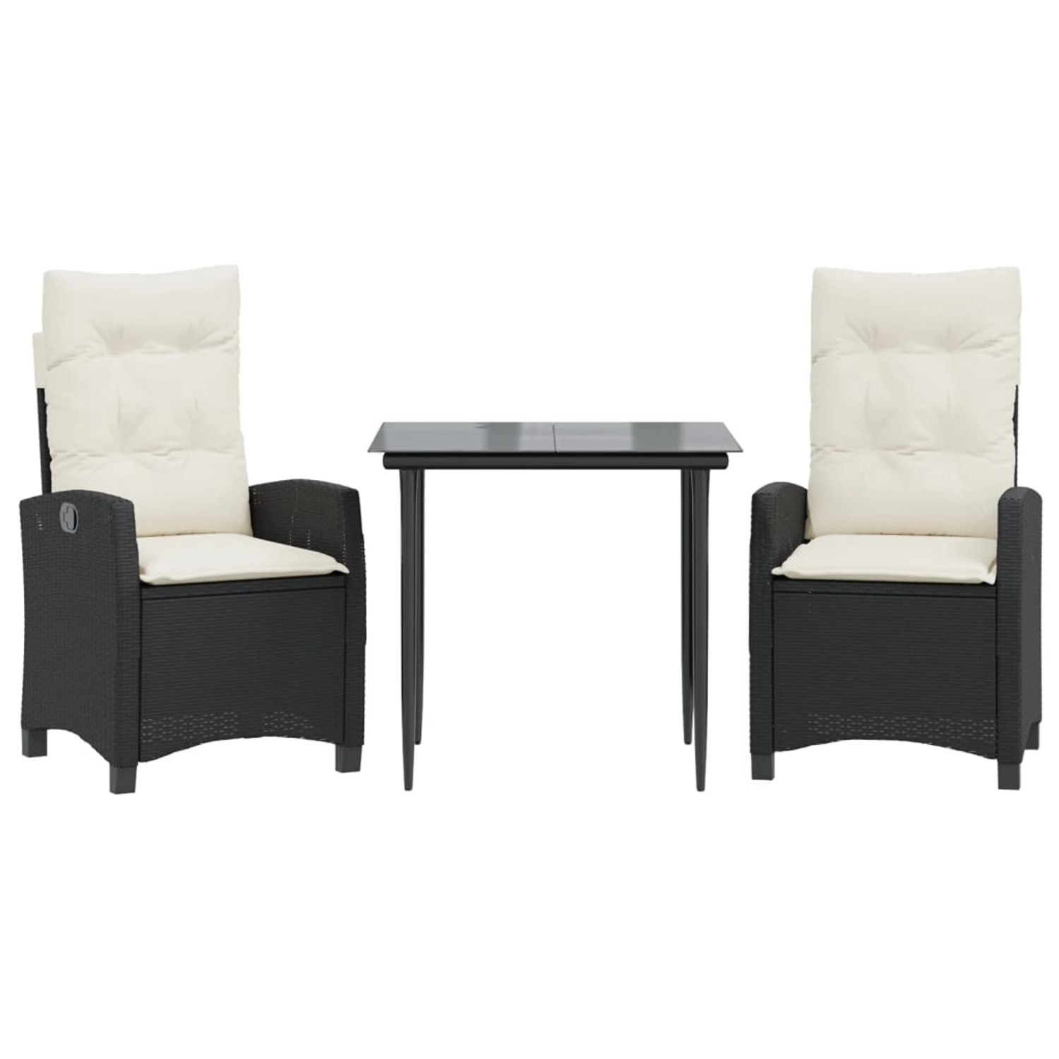 vidaXL 3-Tlg Garten-Essgruppe mit Kissen Schwarz Poly Rattan 3212722 günstig online kaufen