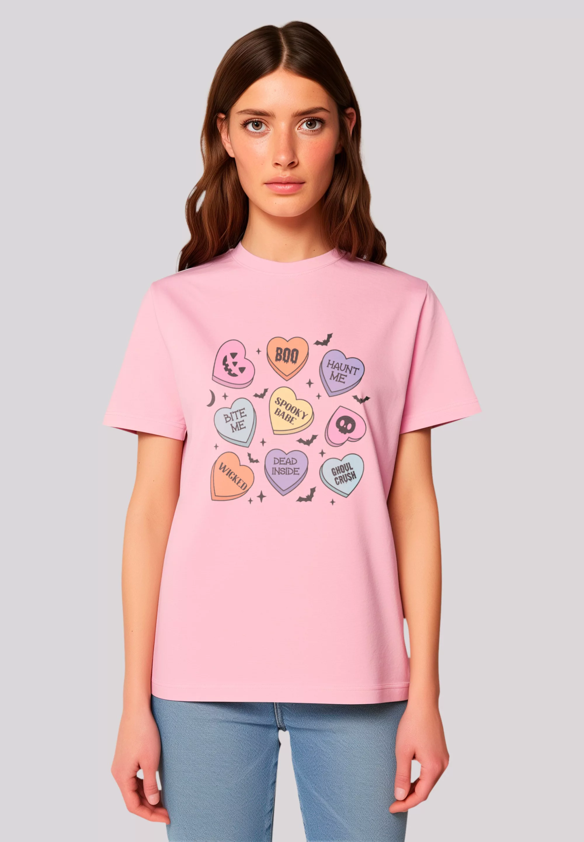 F4NT4STIC T-Shirt "Retro Halloween Heart Candy Bats", Premium Qualität, Uni günstig online kaufen