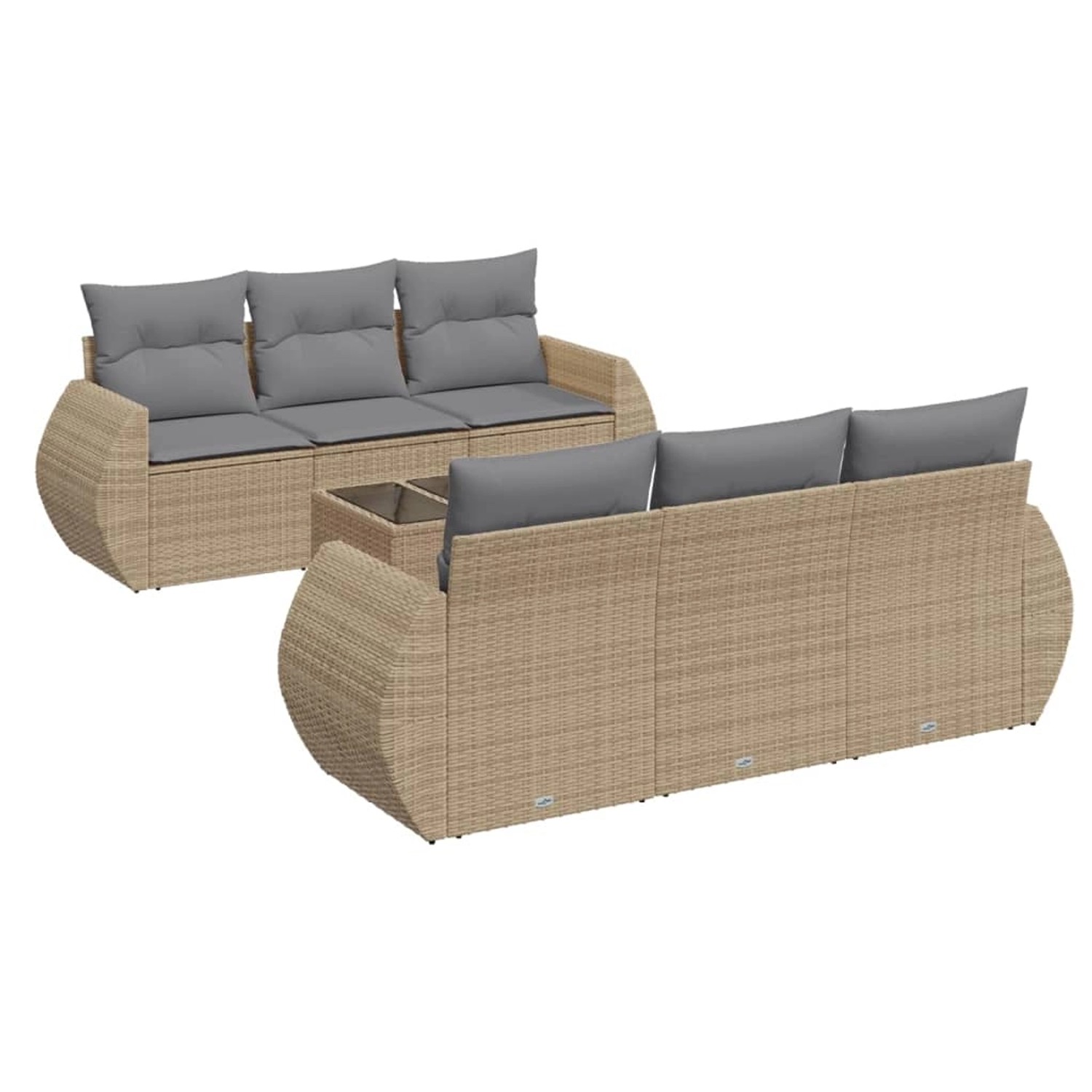 vidaXL 7-Tlg Garten-Sofagarnitur mit Kissen Beige Poly Rattan 3221108 günstig online kaufen