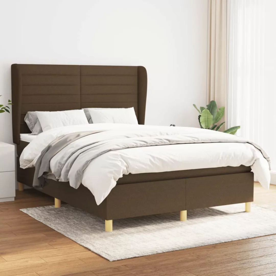 Vidaxl Boxspringbett Mit Matratze Dunkelbraun 140x200 Cm Stoff günstig online kaufen