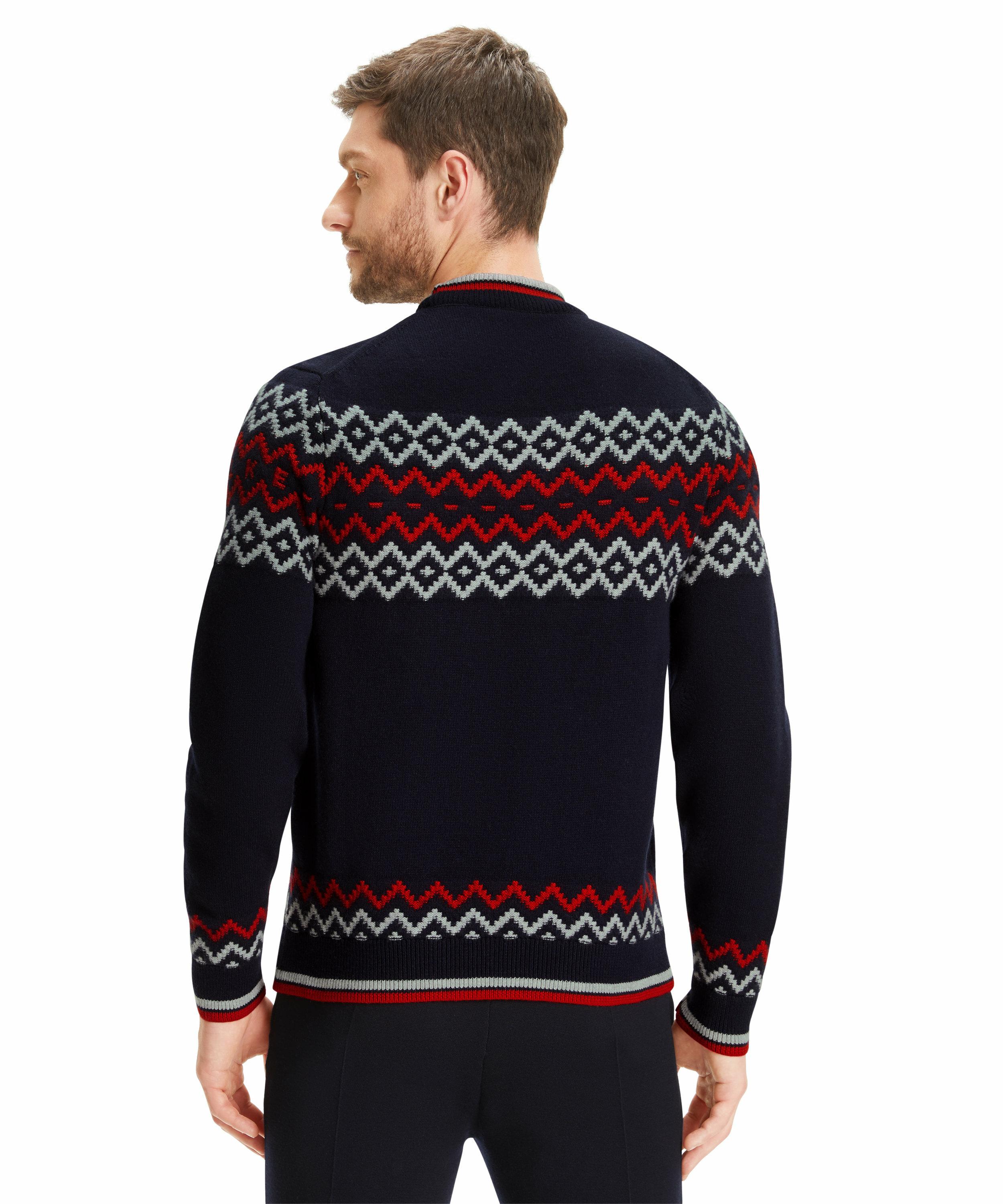 FALKE Herren Pullover Rundhals, XL, Blau, Jacquard, Schurwolle, 60199-64370 günstig online kaufen