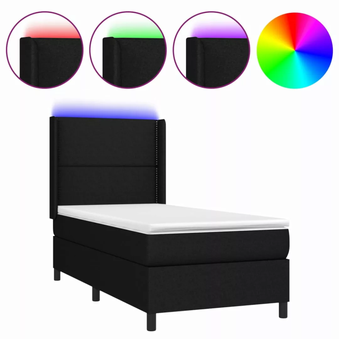 Vidaxl Boxspringbett Mit Matratze & Led Schwarz 80x200 Cm Stoff günstig online kaufen