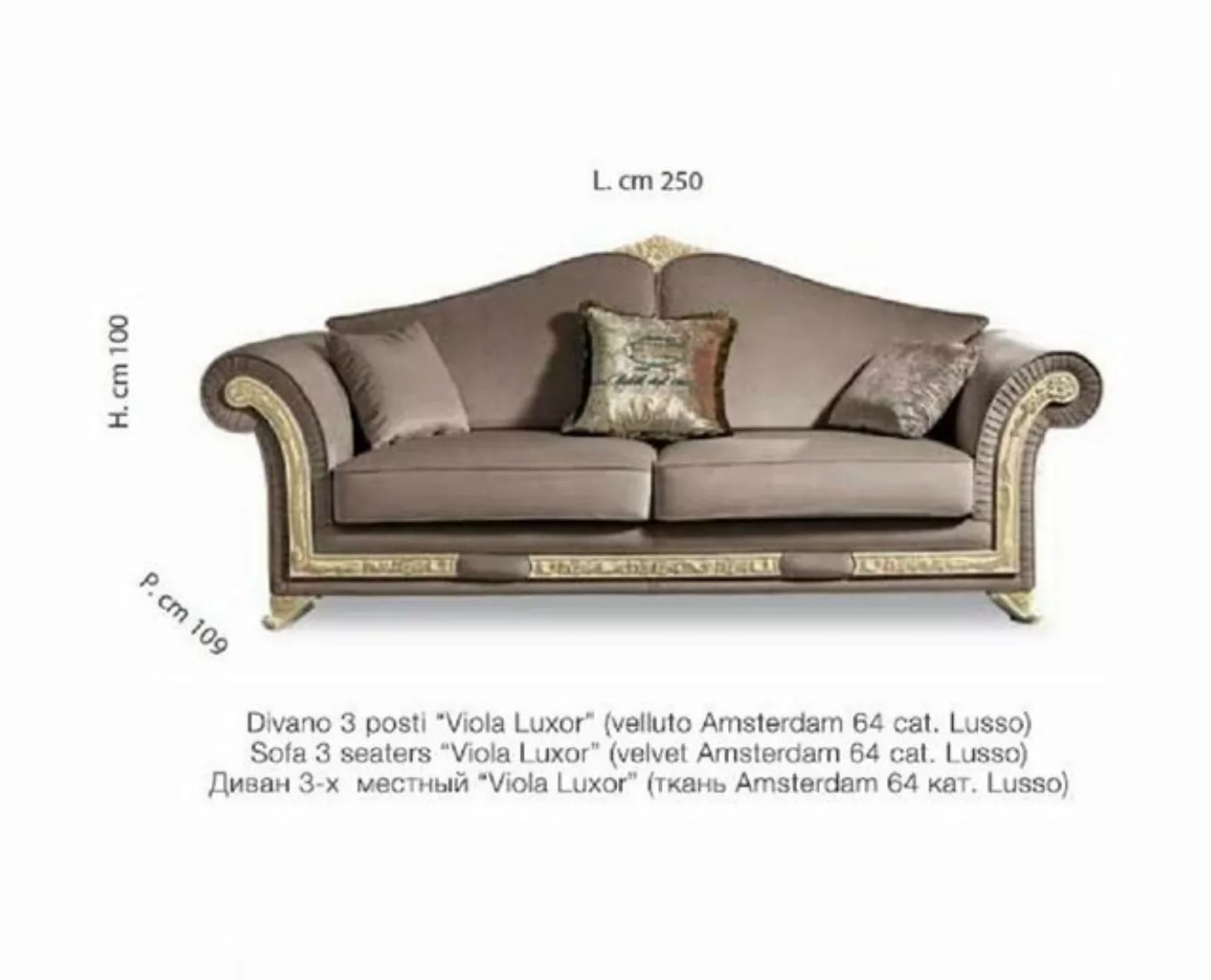 JVmoebel Sofa Sofa 3 Sitzer Luxus Möbel Klassischer Dreisitzer Design Itali günstig online kaufen