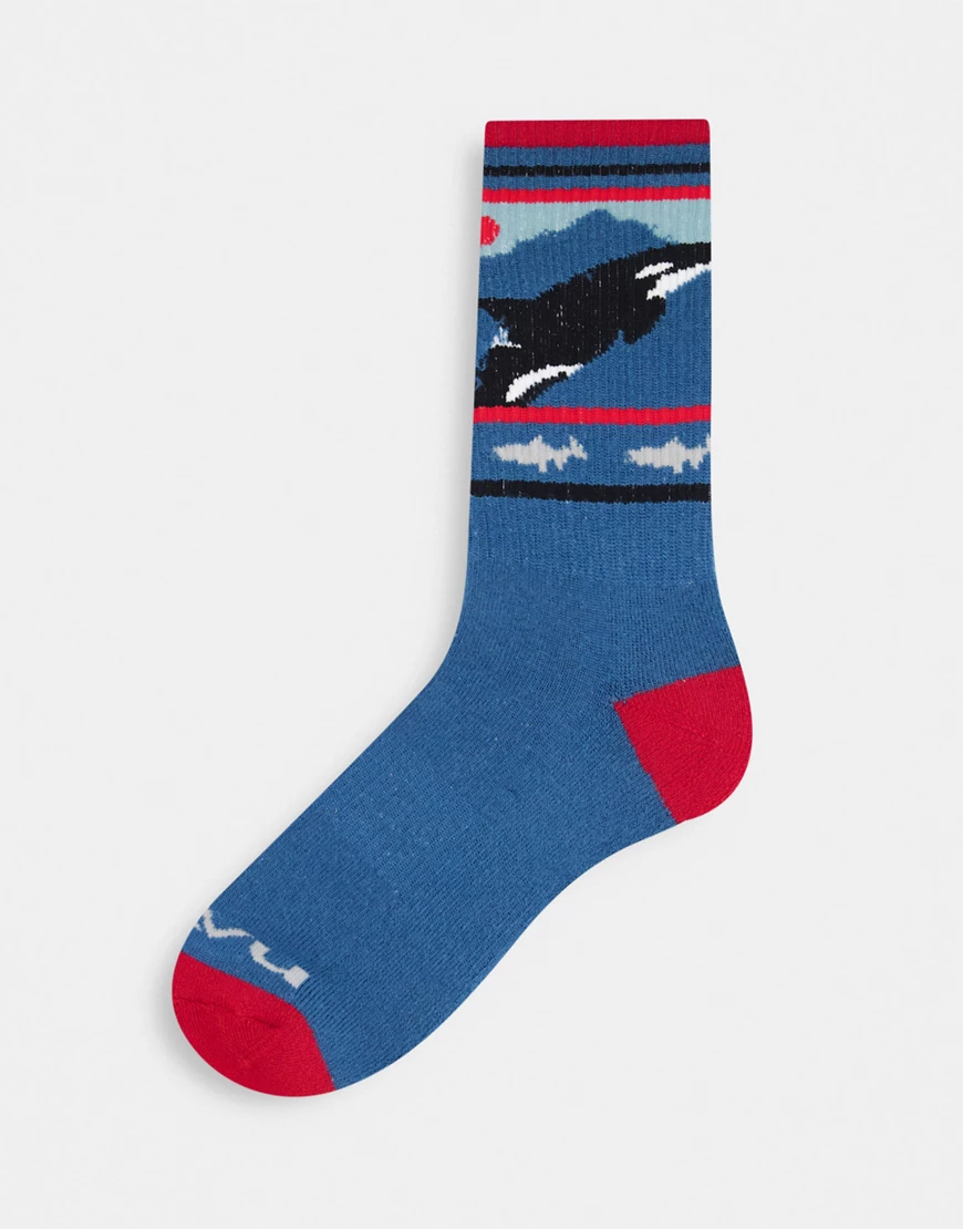 Kavu – Moonwalk – Gemusterte Socken in Blau günstig online kaufen