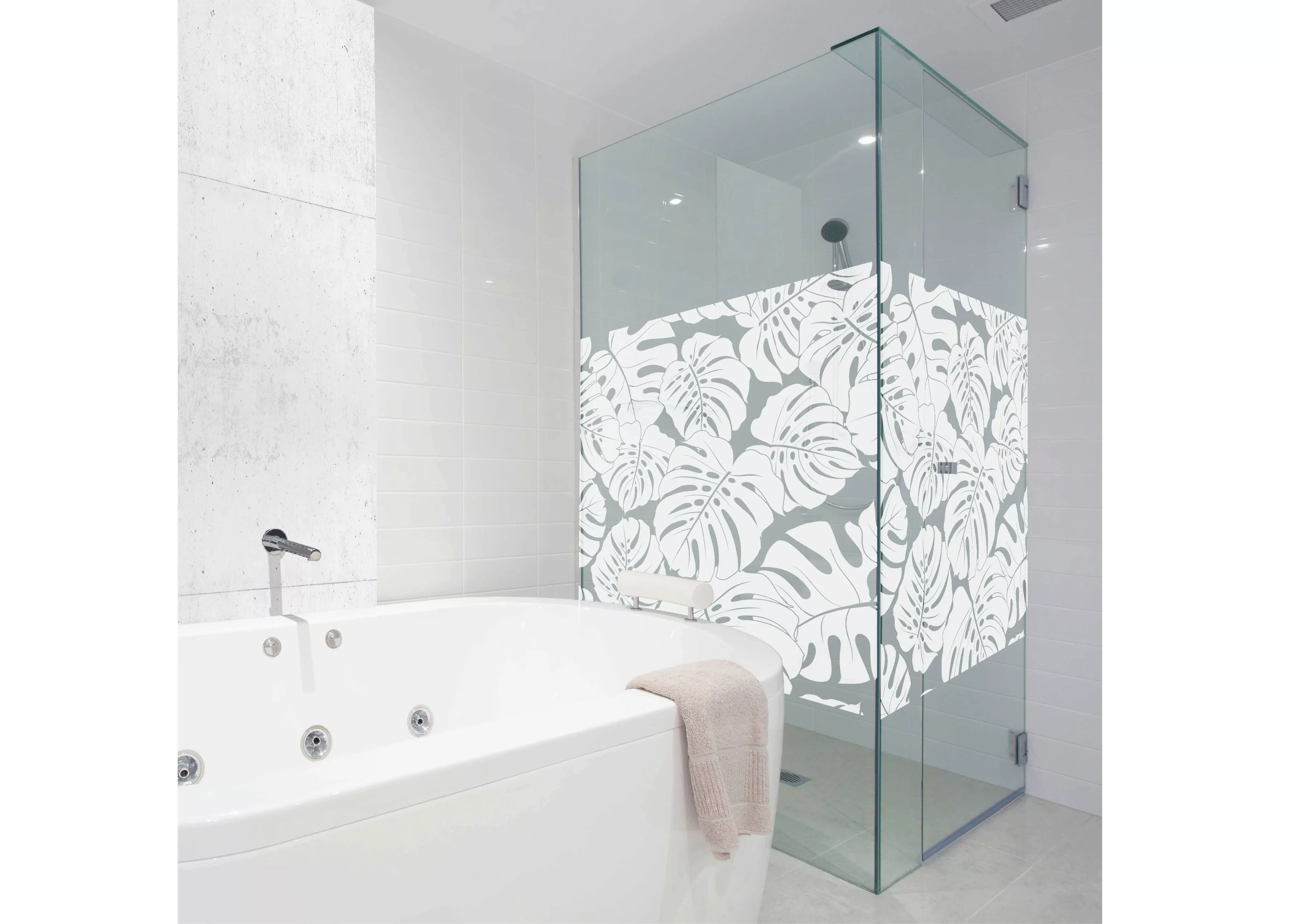 MySpotti Fensterfolie "Look Monstera white", halbtransparent, glattstatisch günstig online kaufen