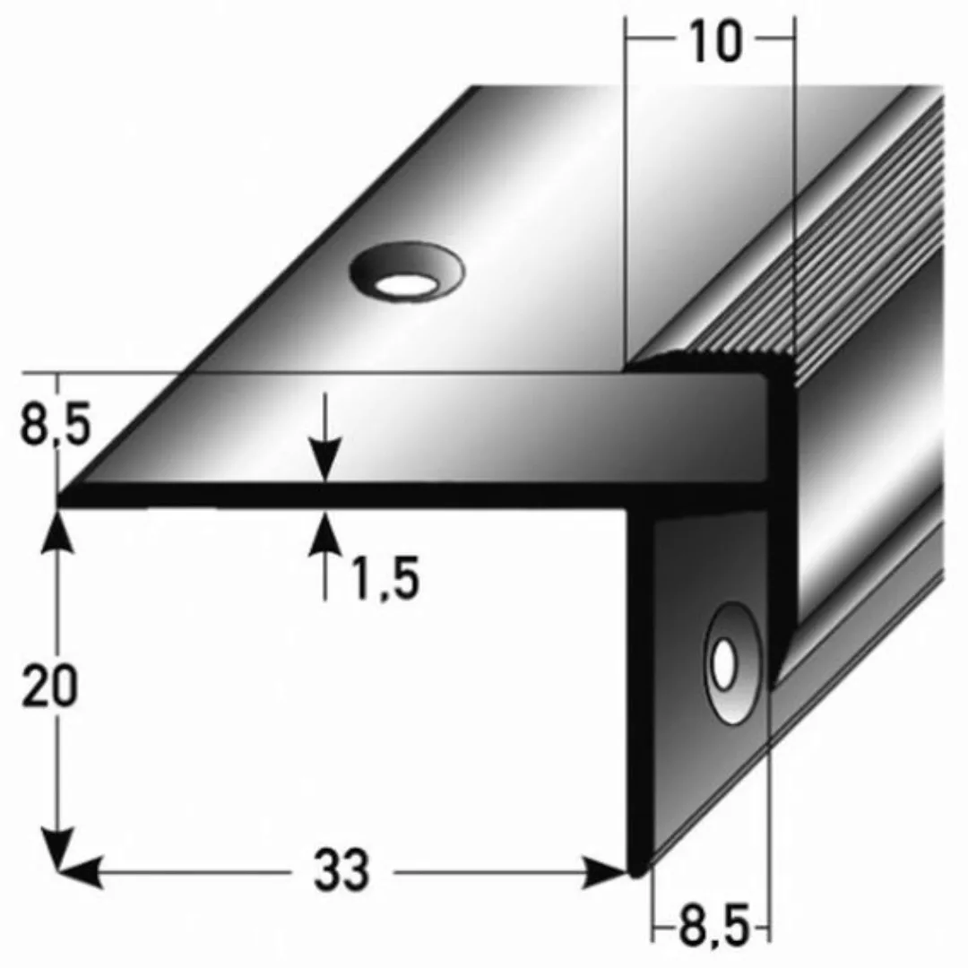 Laminat-Treppenkante "Lively" / Winkelprofil, Einfasshöhe 8,5 mm, 33 mm bre günstig online kaufen