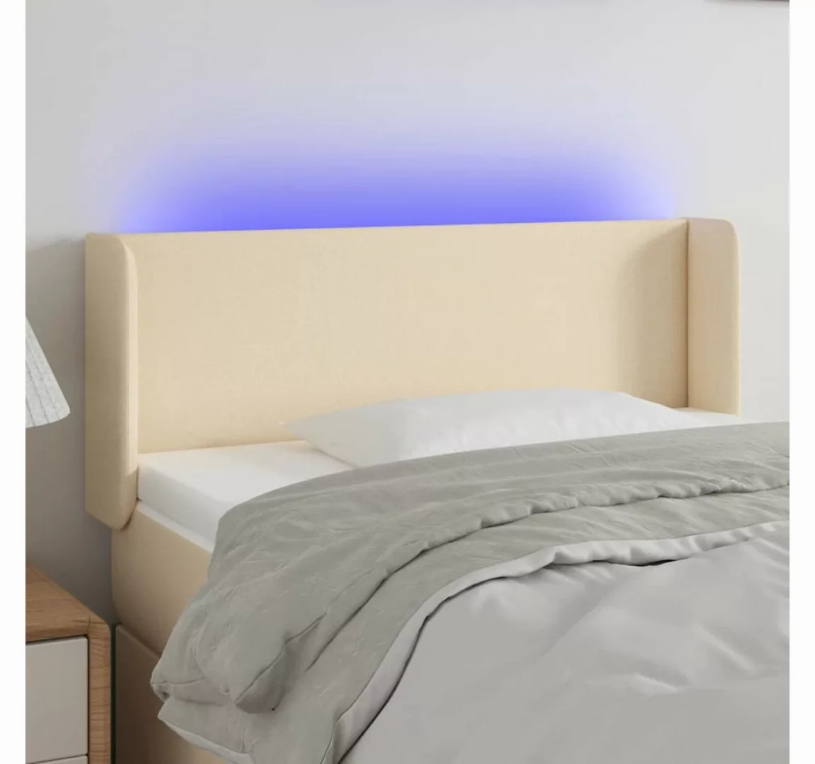 vidaXL Bett, LED Kopfteil Creme 83x16x78/88 cm Stoff günstig online kaufen