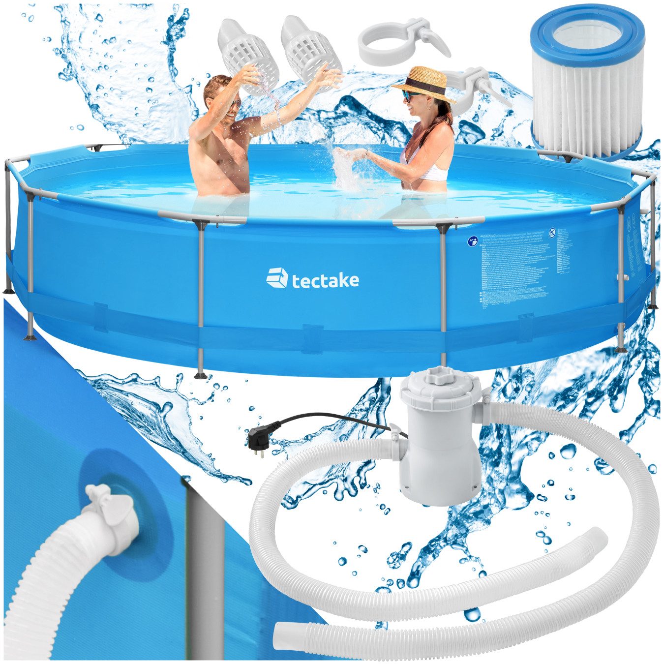 tectake Framepool Swimming Pool, rund günstig online kaufen