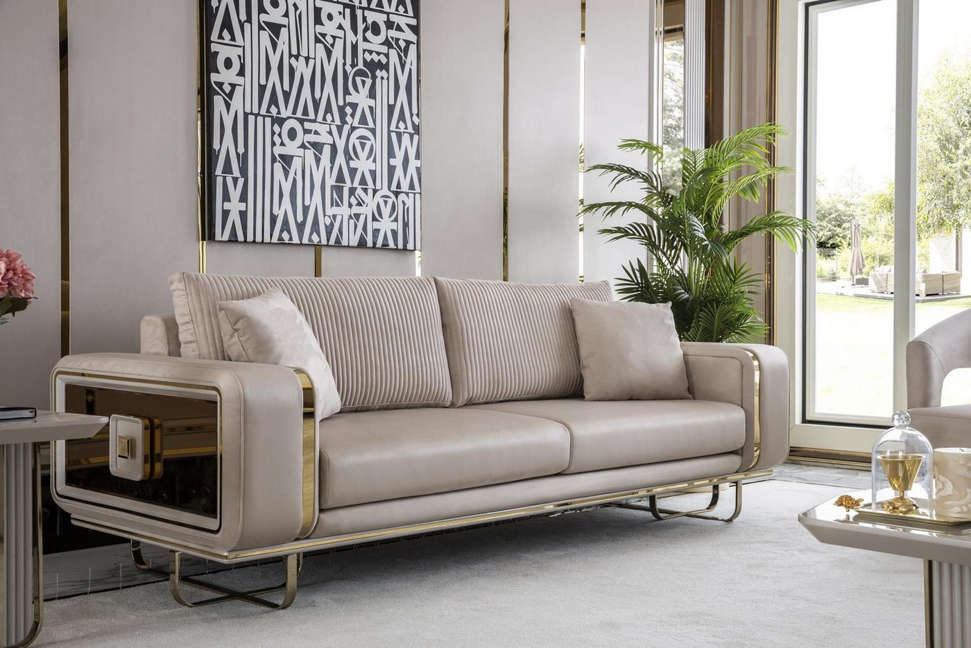 Xlmoebel Sofa Dreisitzer-Sofa in Beige im Wohnzimmer-Designstil - Moderne u günstig online kaufen