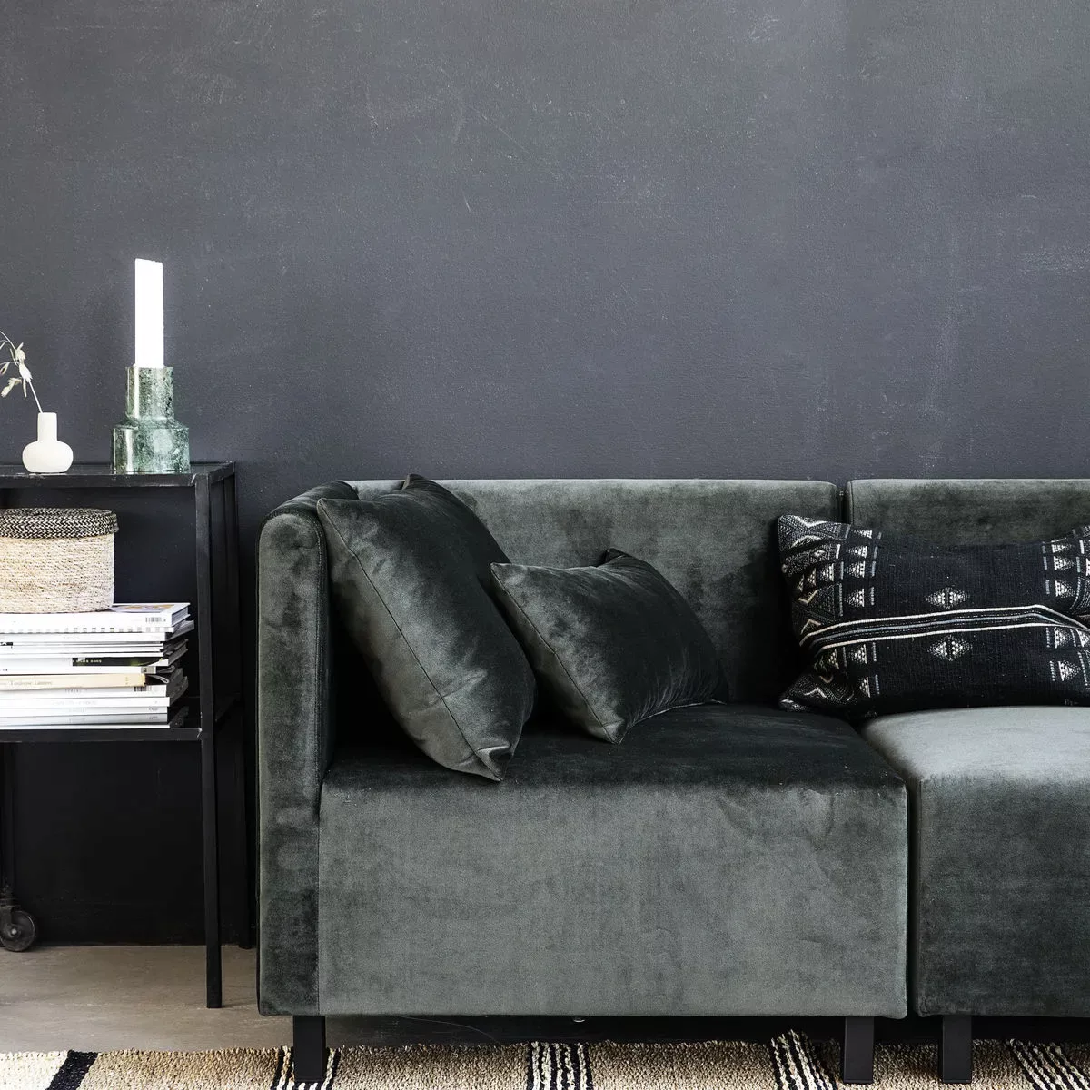 Eckteil Sofa Slow in Grün aus Polyester und Holz günstig online kaufen