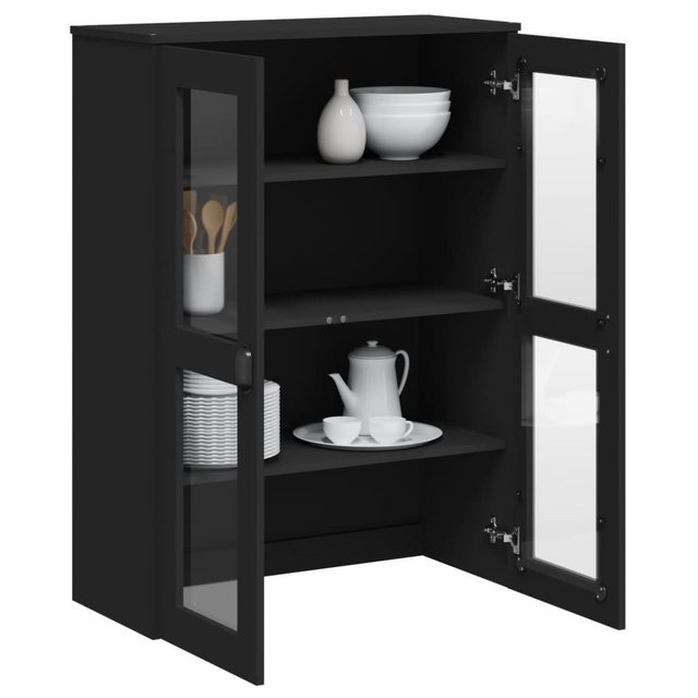 vidaXL Vitrine Aufsatz für Highboard VIKEN Schwarz Massivholz Kiefer Glas V günstig online kaufen