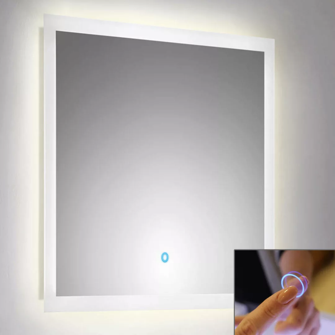 LED Spiegel 70cm mit Touch Bedienung B x H x T ca. : 70 x 60 x 3,2 cm günstig online kaufen