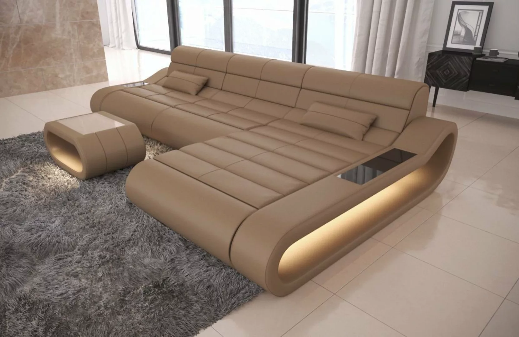 Sofa Dreams Ecksofa Ledercouch Ledersofa Concept L Form lang Sofa Leder, Co günstig online kaufen