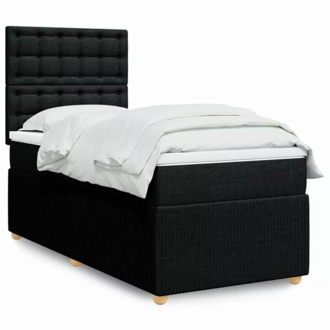 vidaXL Boxspringbett, Boxspringbett mit Matratze Schwarz 80x200 cm Stoff günstig online kaufen