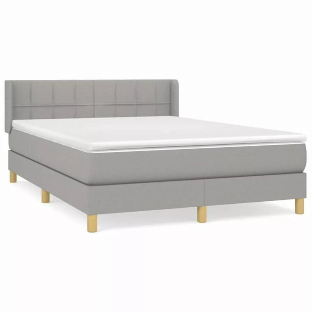 furnicato Bett Boxspringbett mit Matratze Hellgrau 140x190 cm Stoff günstig online kaufen