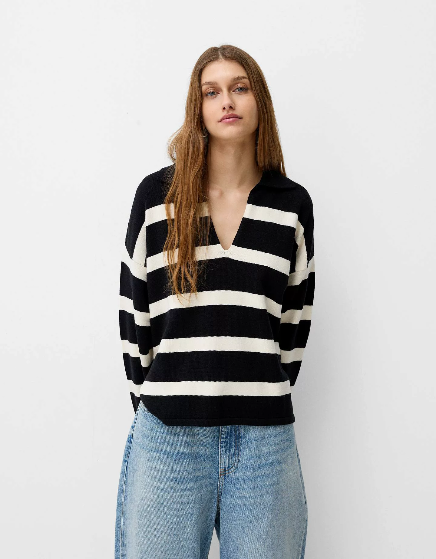 Bershka Pullover Mit Polokragen Damen S Schwarz günstig online kaufen