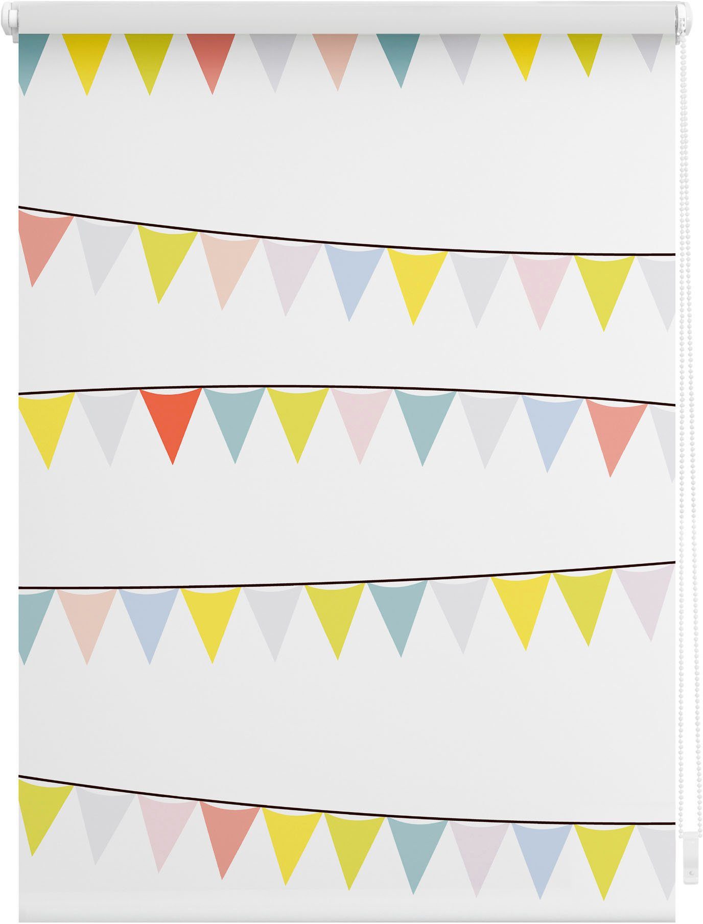 Seitenzugrollo Klemmfix Motiv Wimpelkette, LICHTBLICK ORIGINAL, günstig online kaufen