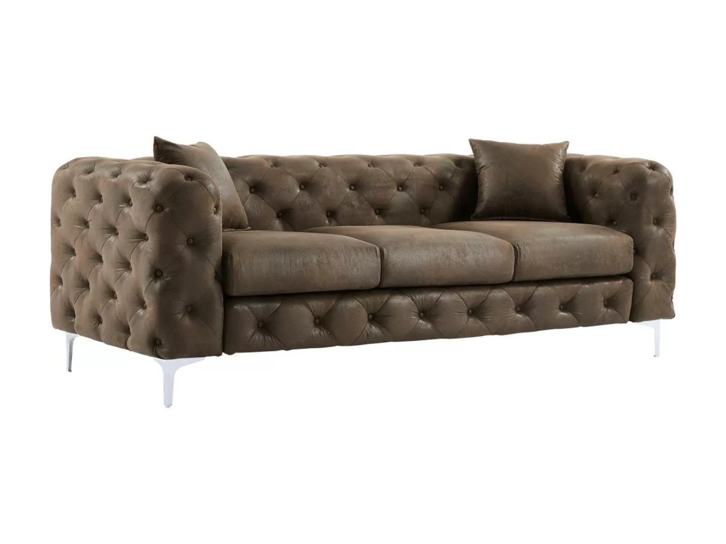 Chesterfield Sofa 3-Sitzer - Mikrofaser - Vintage-Leder-Optik - EDWINA günstig online kaufen