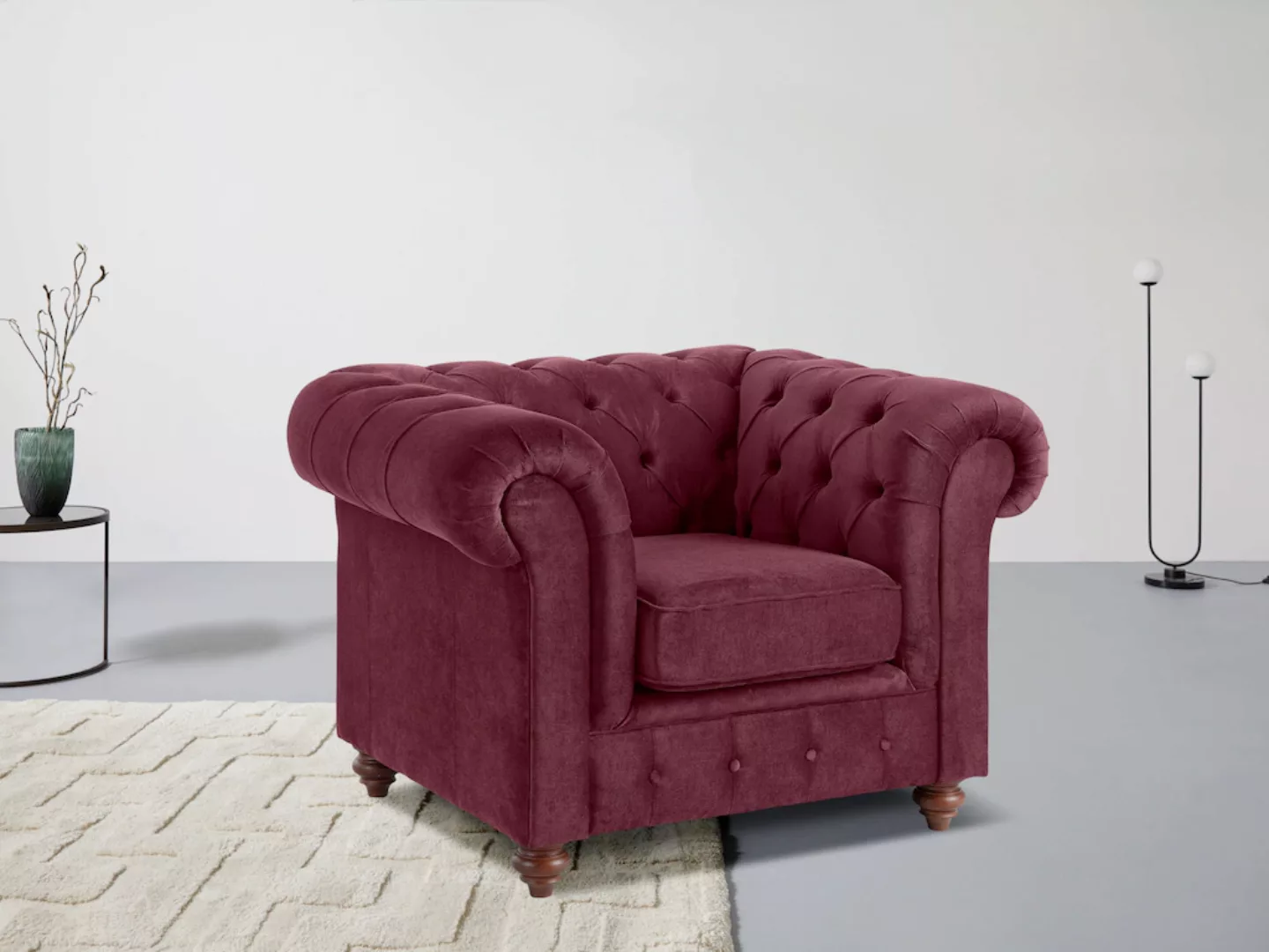 Home affaire Sessel "Chesterfield B/T/H: 105/69/74 cm", mit hochwertiger Kn günstig online kaufen