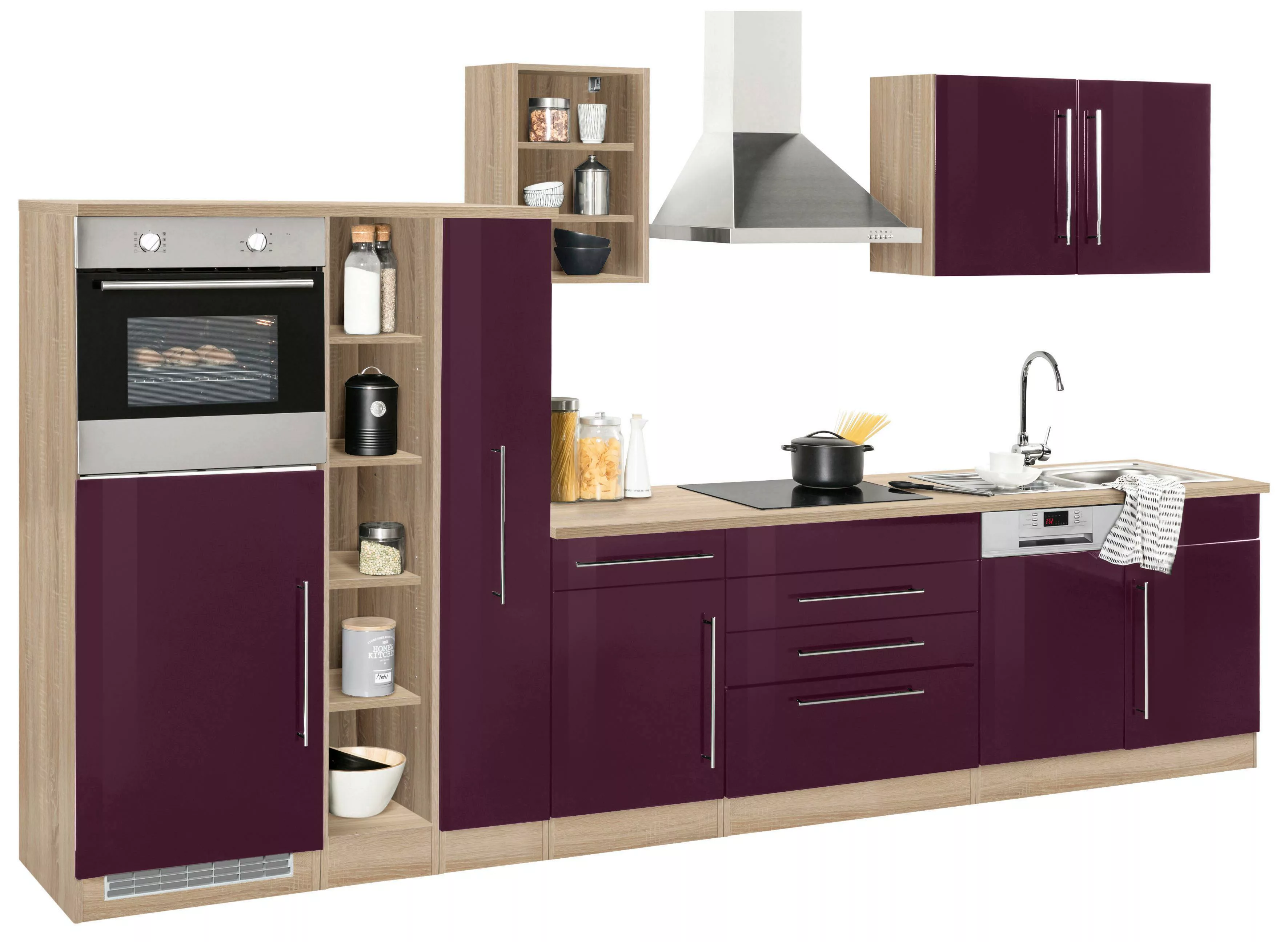 Kochstation Küchenzeile "KS-Samos", mit E-Geräten, Breite 350 cm mit Stange günstig online kaufen