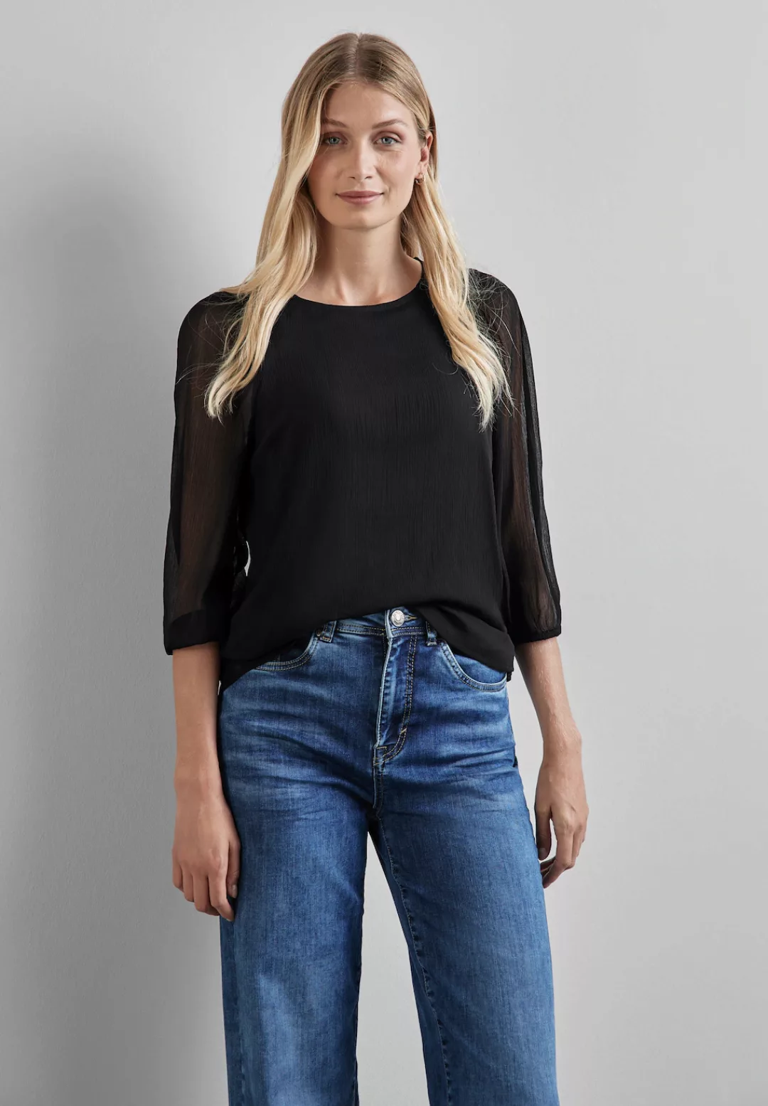 STREET ONE Chiffonbluse, Rundhalsausschnitt günstig online kaufen