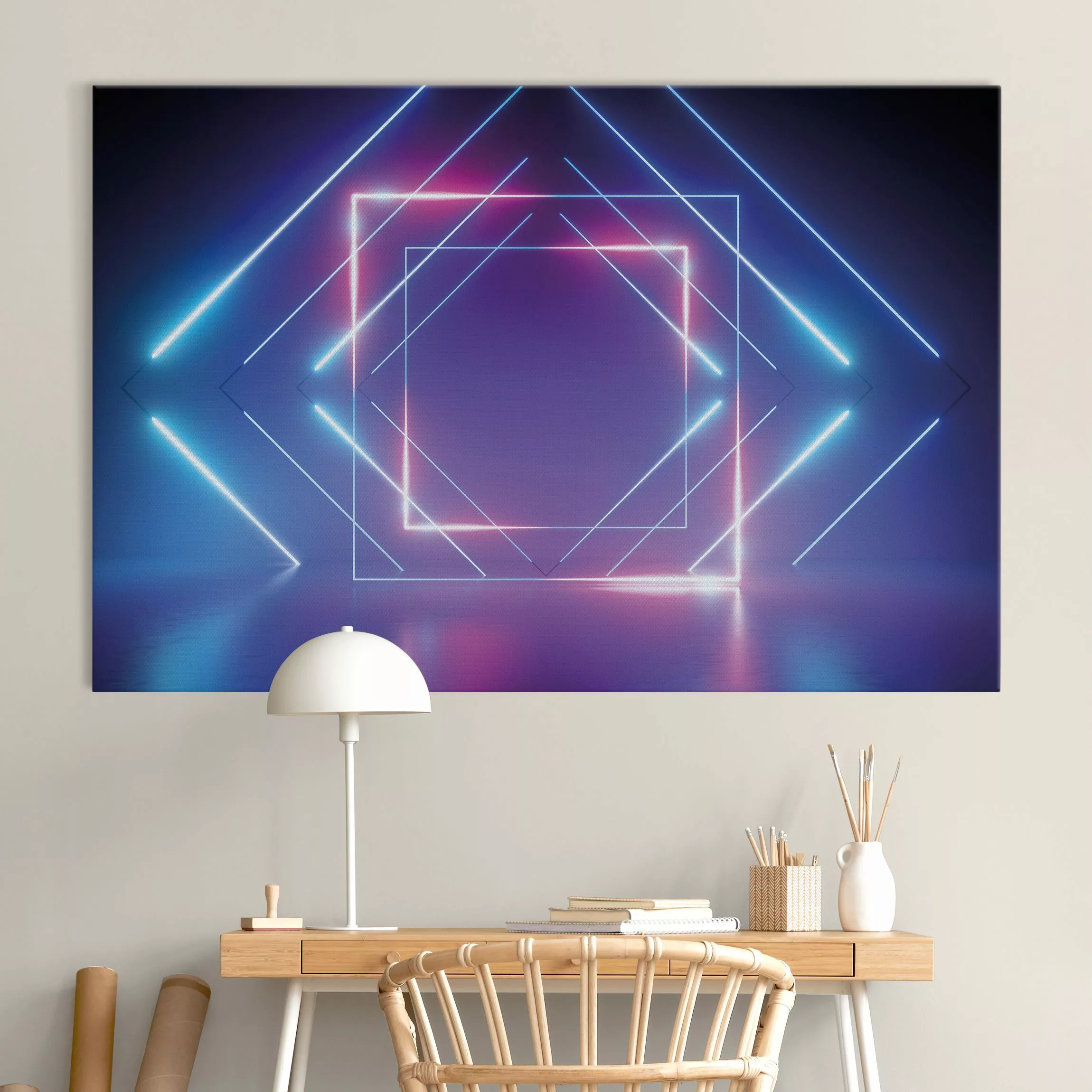 Akustikbild Geometrisches Neonlicht günstig online kaufen