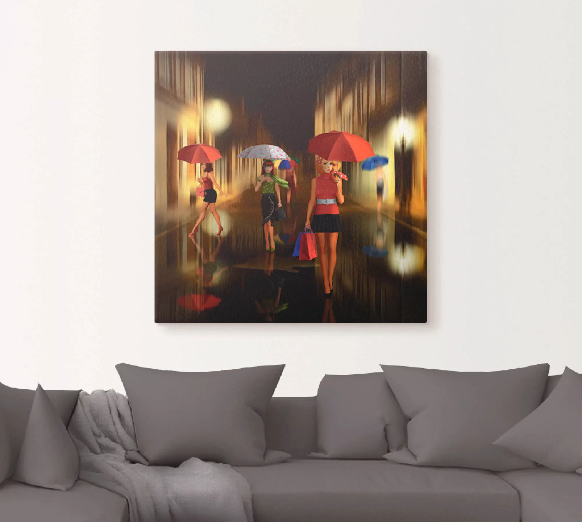 Artland Wandbild »Frauen beim Einkaufen im Regen«, Frau, (1 St.) günstig online kaufen