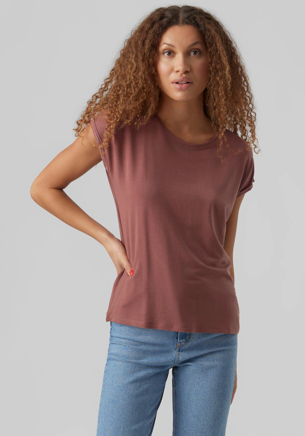 Vero Moda Rundhalsshirt "VMAVA PLAIN SS TOP GAJRS NOOS" günstig online kaufen