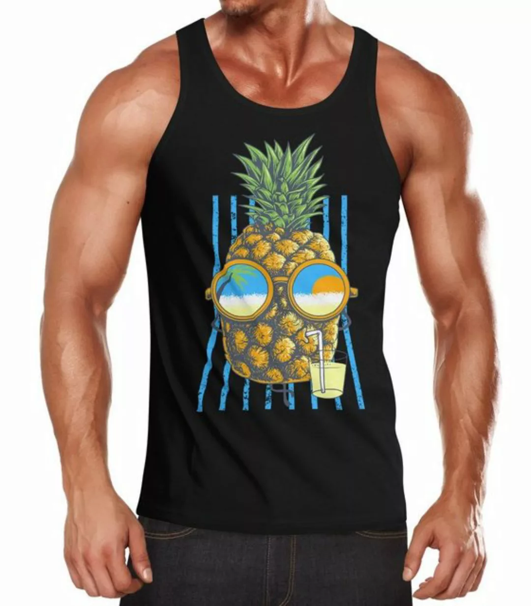 Neverless Tanktop Herren Tank Top chilling Ananas Pinapple Sommer Beach Par günstig online kaufen