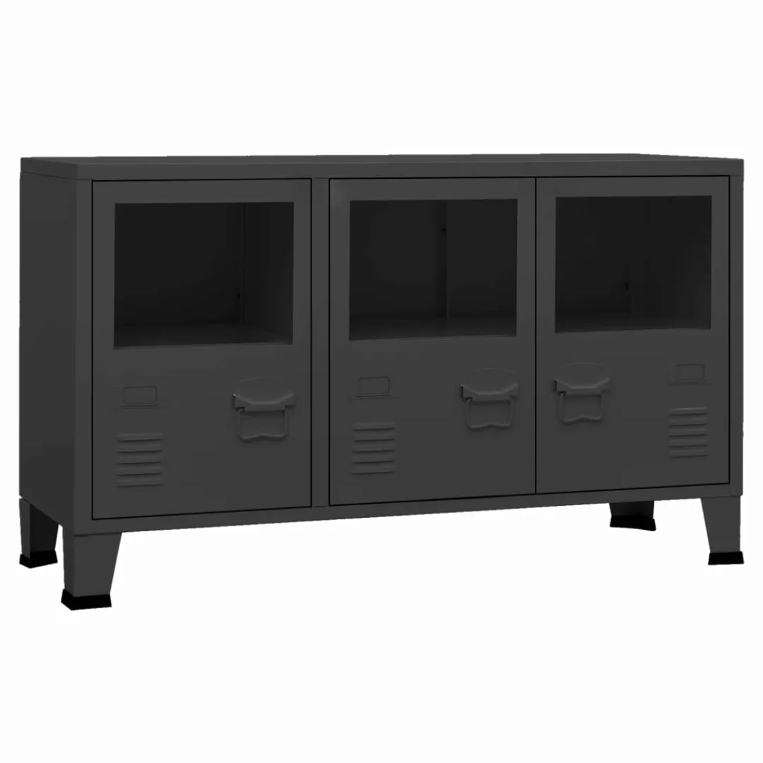 Vidaxl Industrial Sideboard Schwarz 105x35x62 Cm Metall Und Glas günstig online kaufen