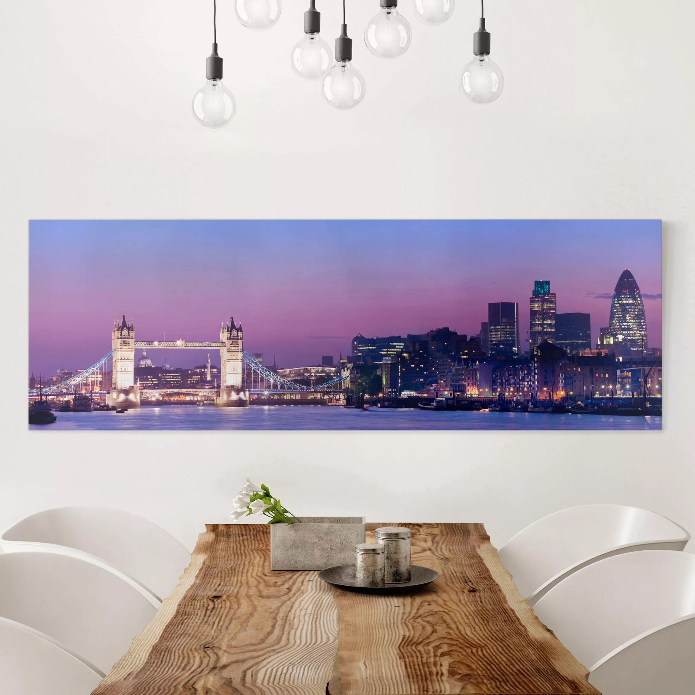 Leinwandbild London - Panorama Tower Bridge in London at Night günstig online kaufen