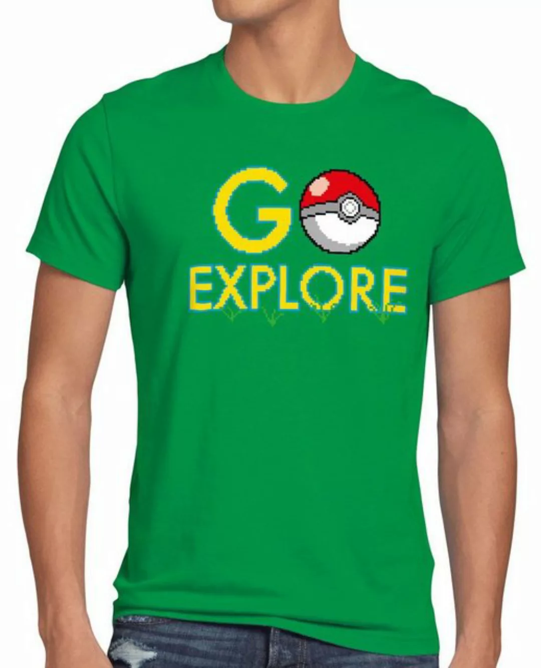 style3 Print-Shirt Herren T-Shirt Go Explore poke game app team pokeball pi günstig online kaufen