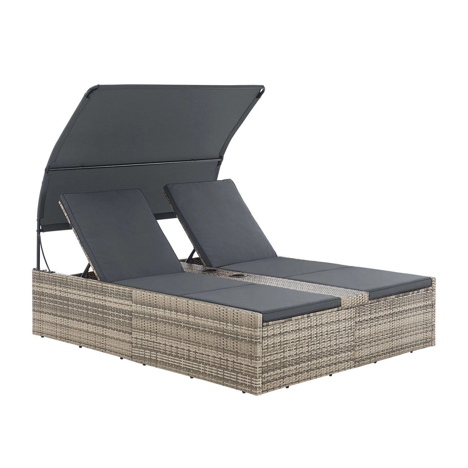 Juskys Doppelliege Syros, 2-Personen Polyrattan Sonnenliege günstig online kaufen