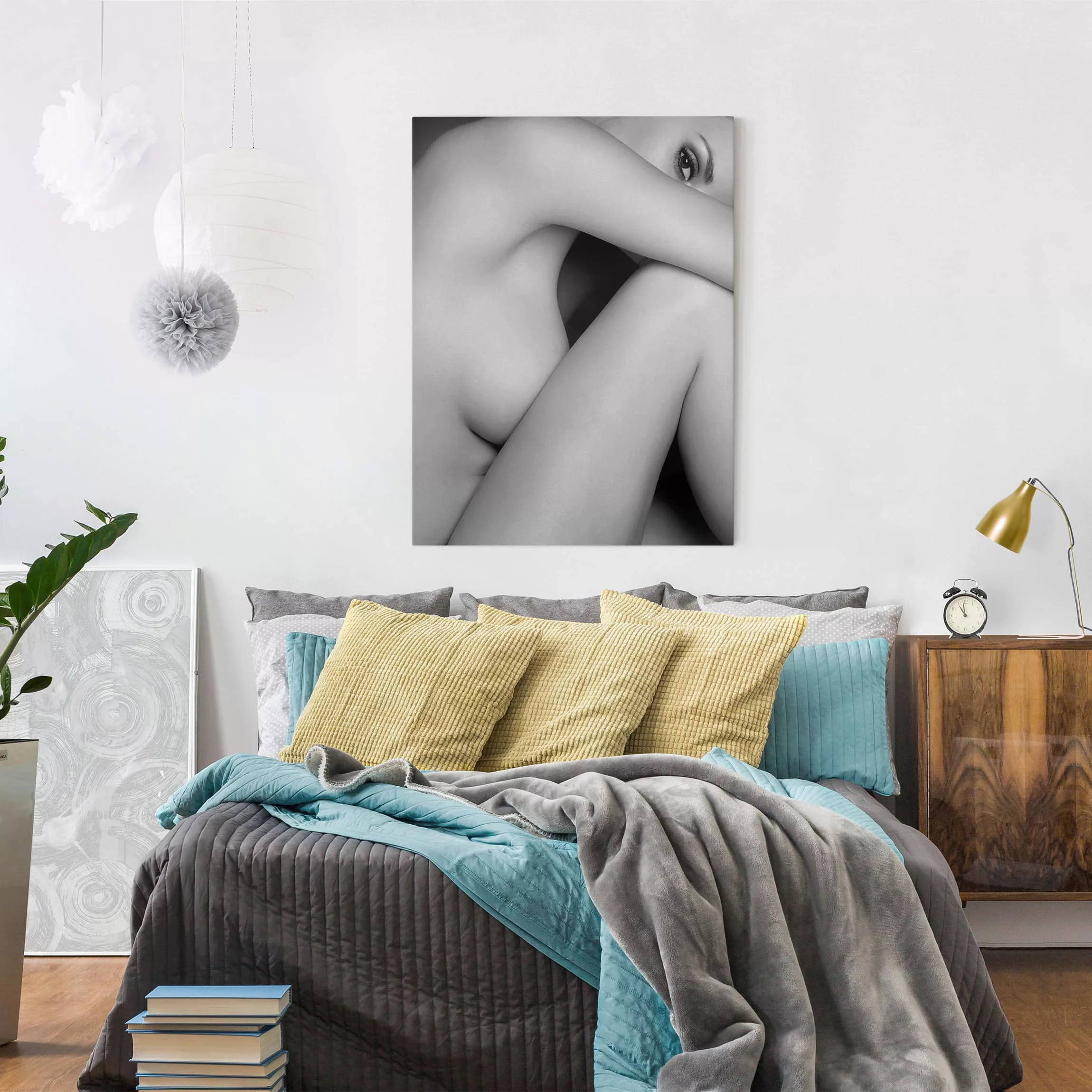 Leinwandbild Schwarz-Weiß - Hochformat Seitlicher Frauenakt II günstig online kaufen