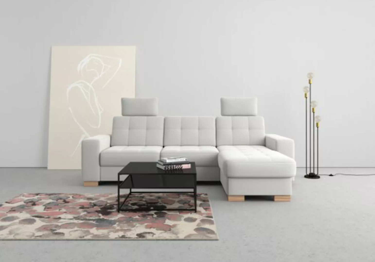 sit&more Ecksofa »Quincy L-Form«, wahlweise mit Bettfunktion und Bettkasten günstig online kaufen