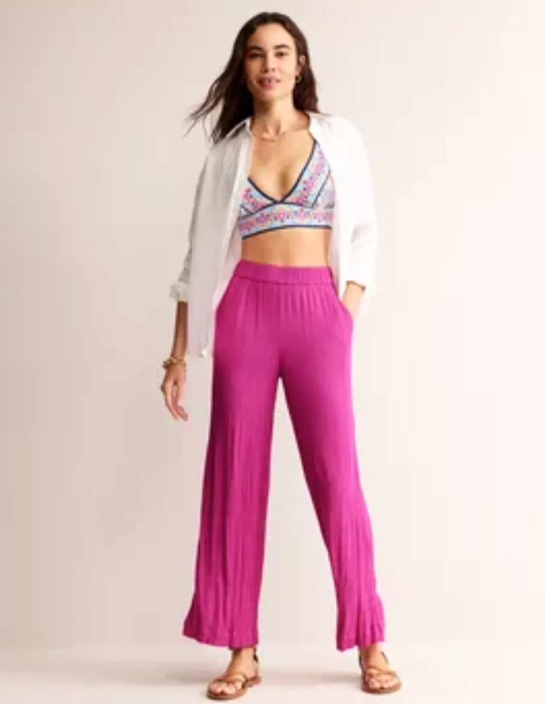 Knitterhose mit weitem Bein Damen Boden, Phlox-Rosa günstig online kaufen