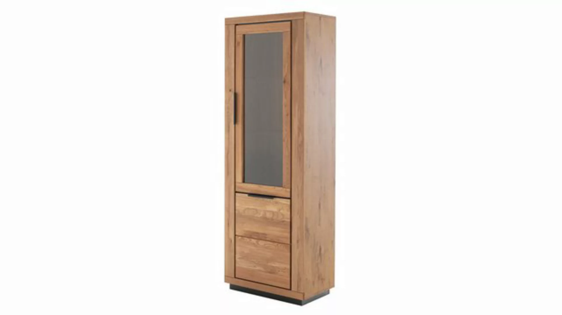 Massivart® Vitrine GRENO Vitrinenschrank mit Glastür / Massivholz Wildeiche günstig online kaufen