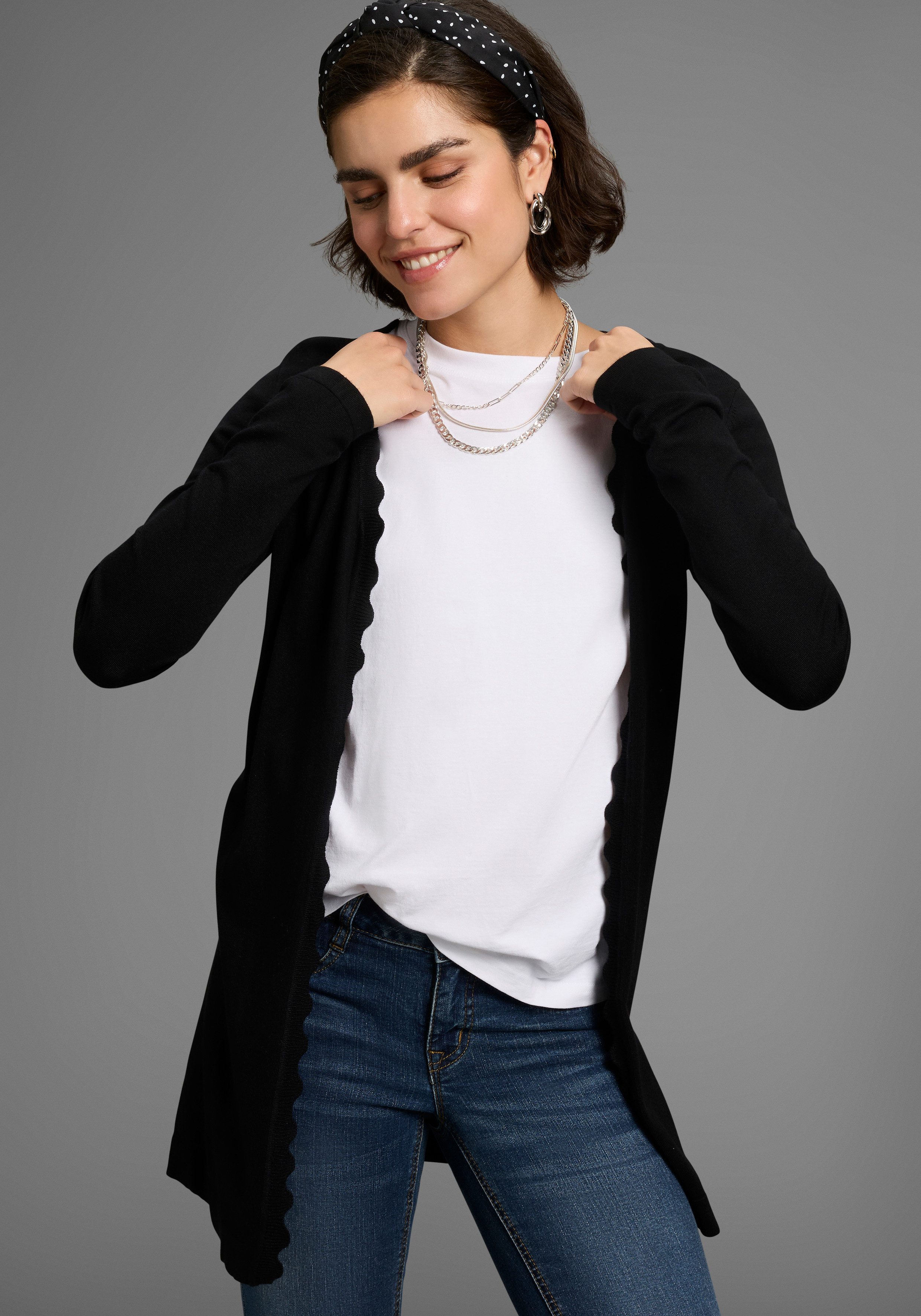Laura Scott Strickjacke mit Wellenkante - günstig online kaufen
