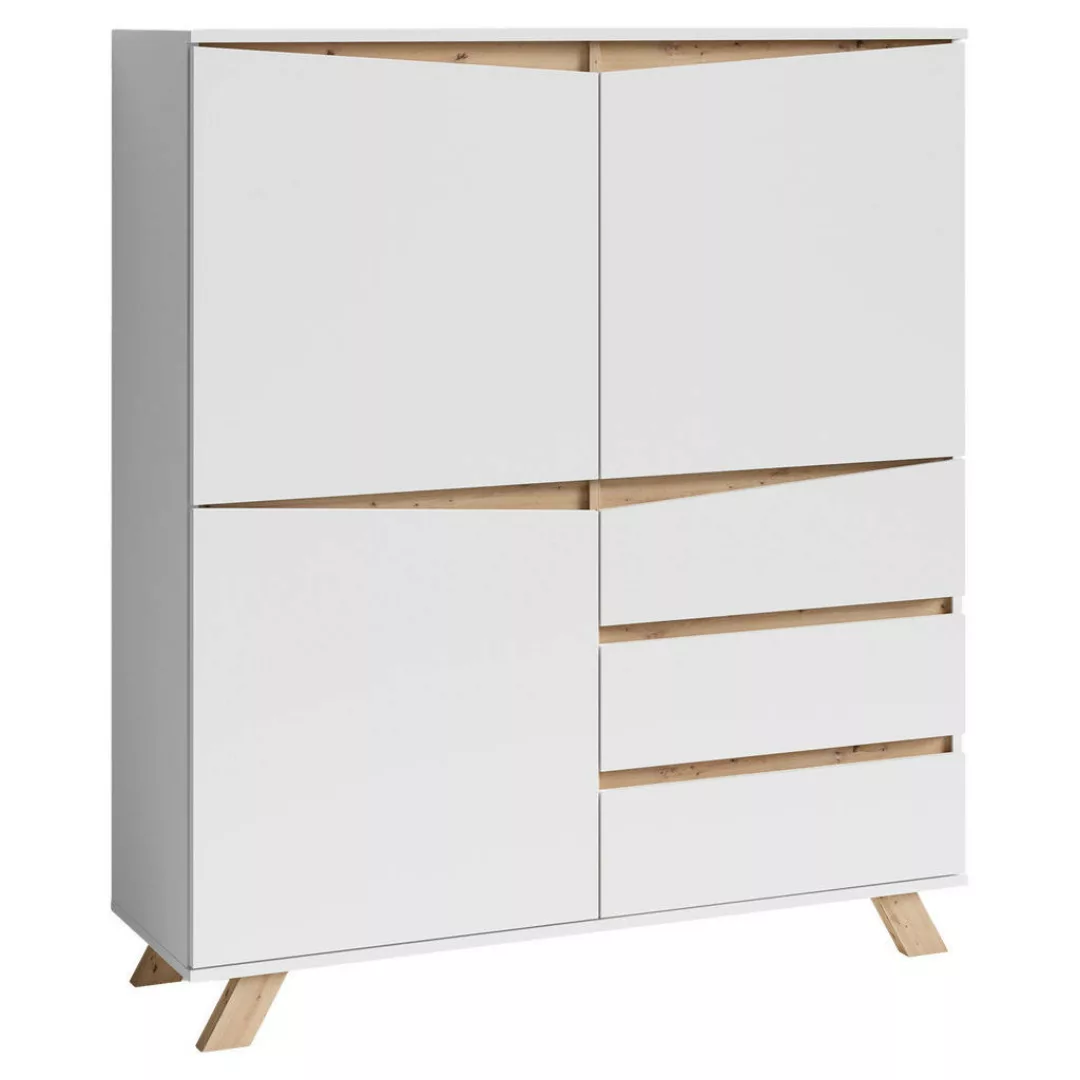 Highboard VALENTIN weiß Eiche Nachbildung B/H/T: ca. 120x142x38 cm günstig online kaufen