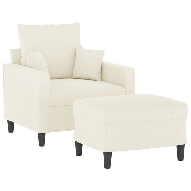 vidaXL Sofa Sessel mit Hocker Creme 60 cm Samt günstig online kaufen