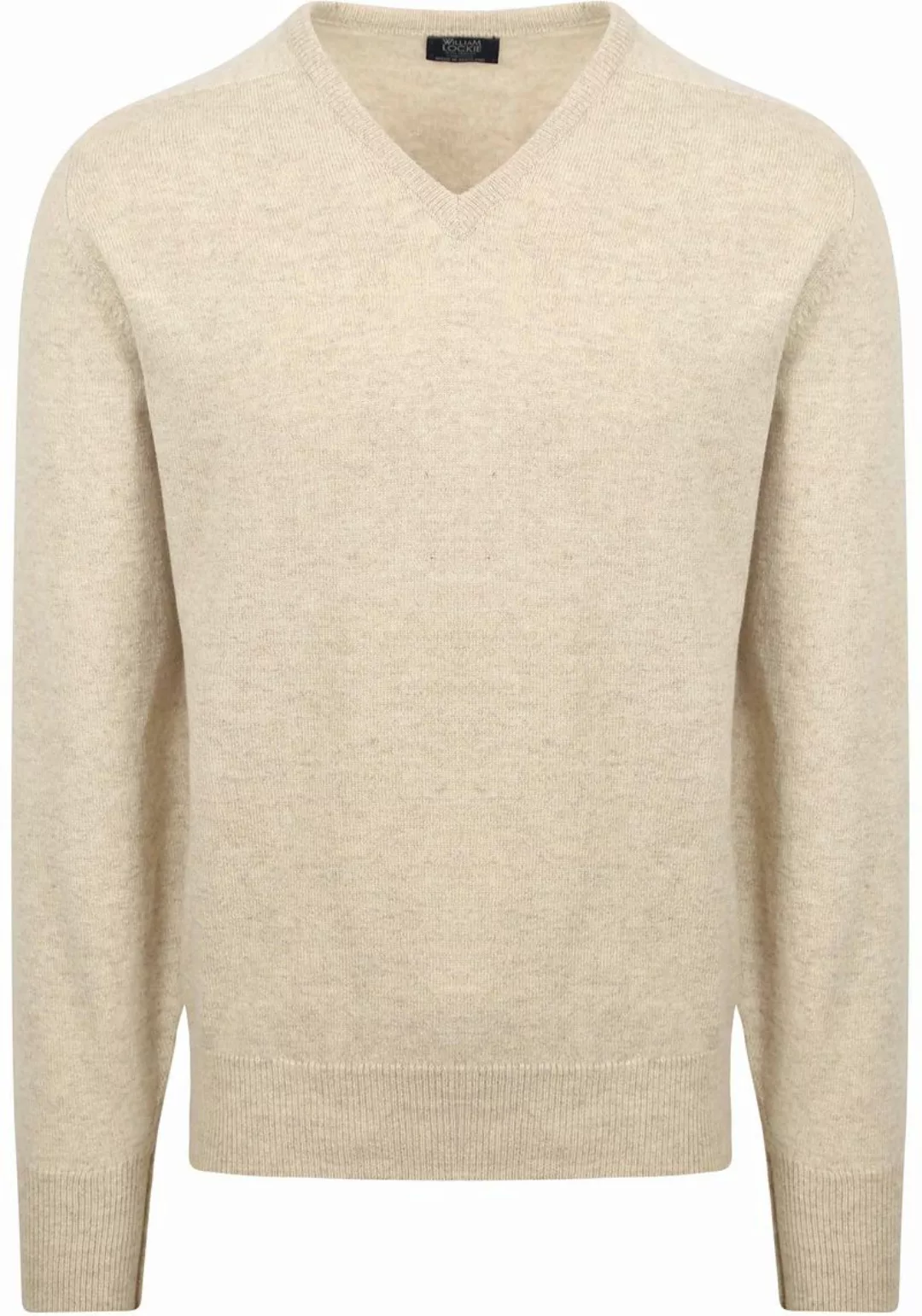 William Lockie V-Ausschnitt Pullover Lammwolle Beige - Größe XXL günstig online kaufen