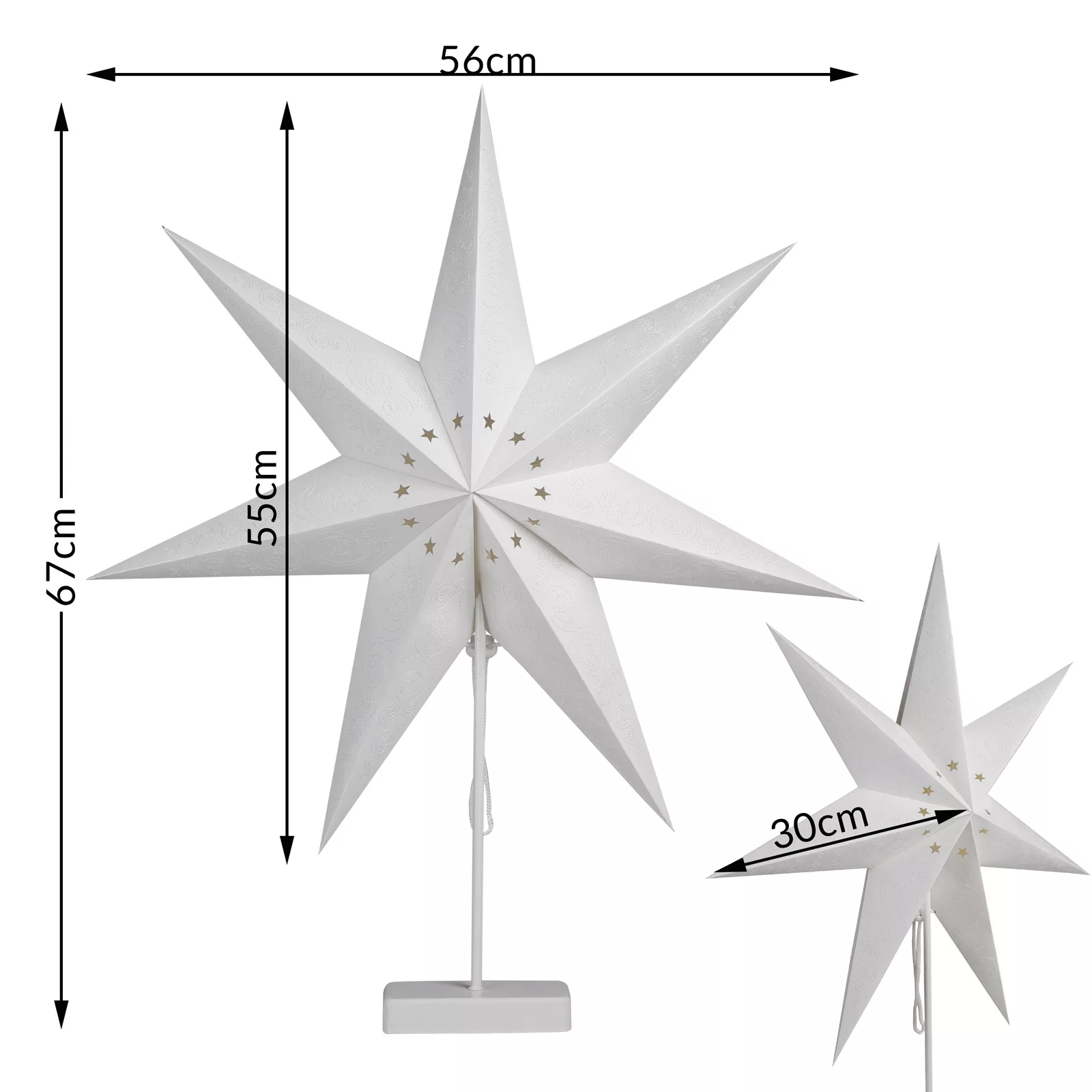 Papierstern LED Weiß Ornament inkl. Ständer günstig online kaufen