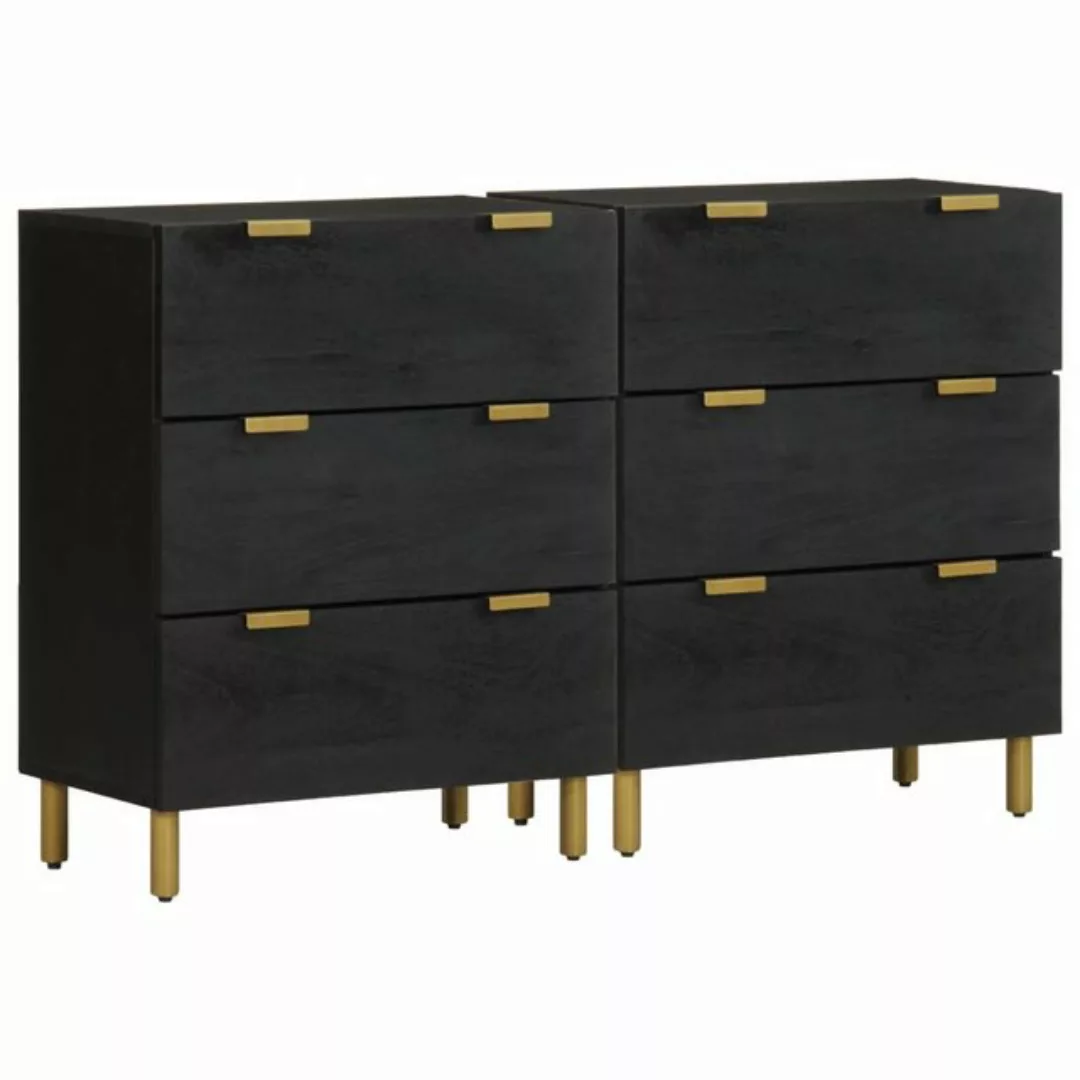 vidaXL Fächerschrank Sideboards 2 Stk. Schwarz 60x33x75 cm Holzwerkstoff günstig online kaufen