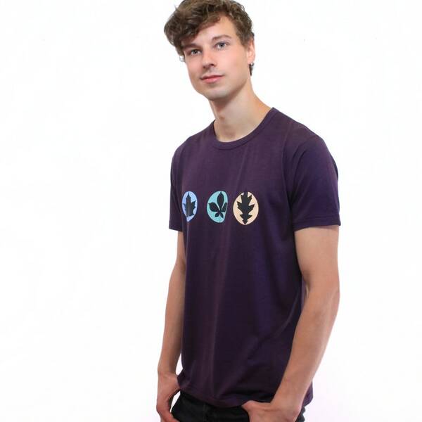 T-shirt "3blätter", Violett, Bedruckt Handsiebdruck günstig online kaufen