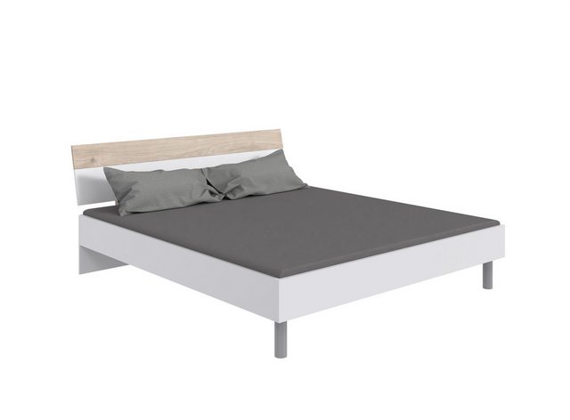 freiraum Bett Budapest, Liegefl. 160x200cm, Weiß / Hickory-Eiche-Dekor - 16 günstig online kaufen