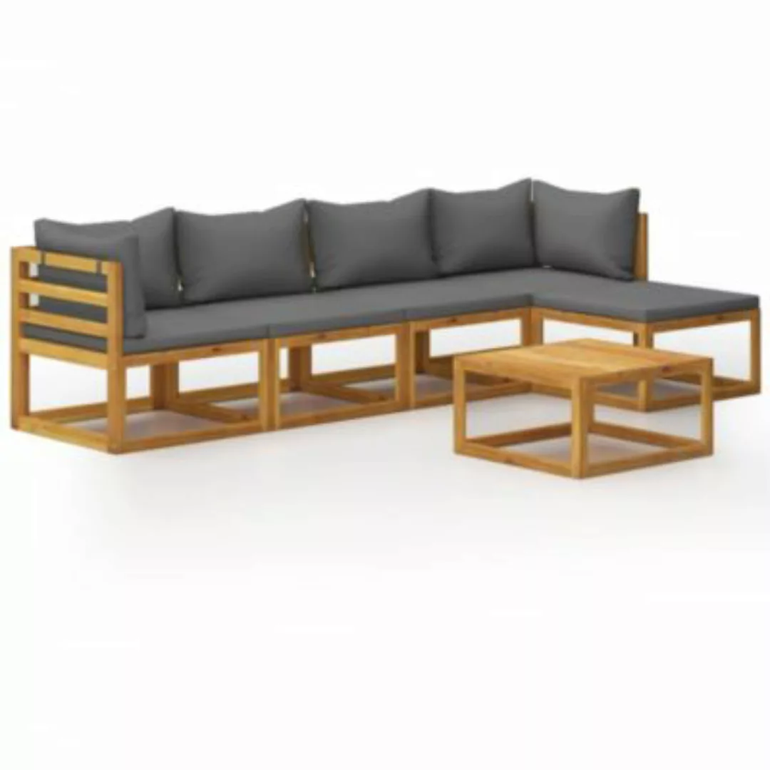 5-tlg. Garten-lounge-set Mit Auflagen Massivholz Akazie günstig online kaufen