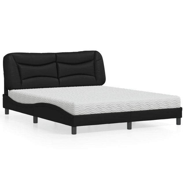vidaXL Bett Bett mit Matratze Schwarz 160x200 cm Kunstleder günstig online kaufen