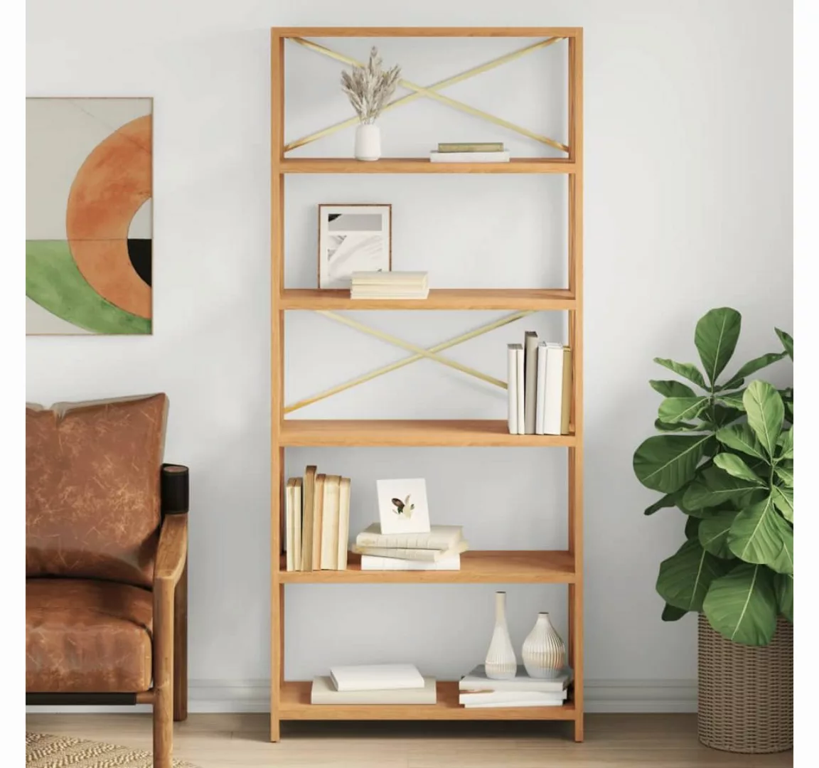 vidaXL Bücherregal Regal mit 6 Böden 80x30x181 cm Massivholz Eiche Büchereg günstig online kaufen